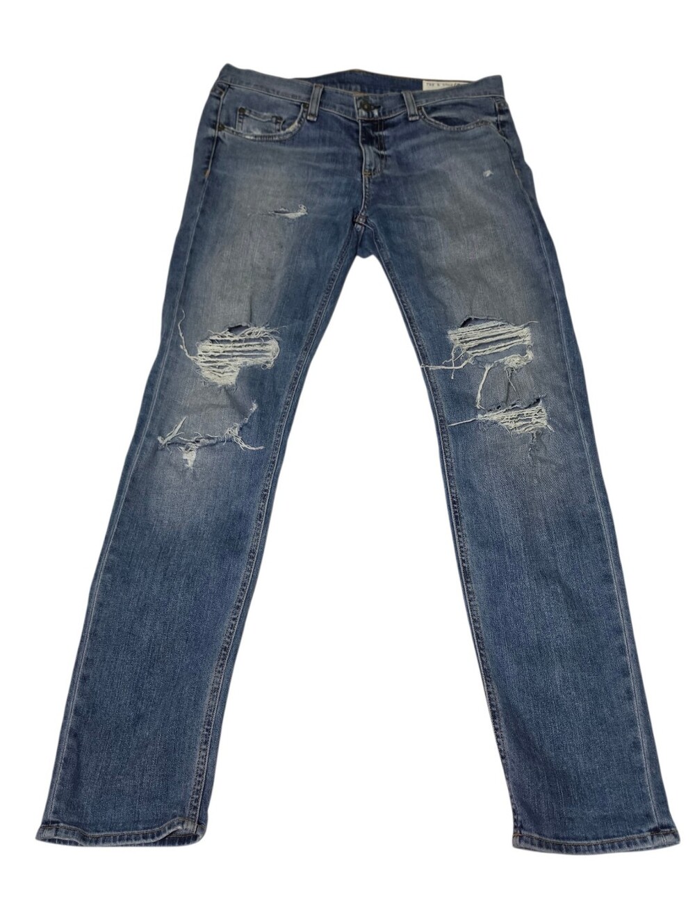 Rag & Bone Dre Carter Jeans Size 28 Slim Fit Low Rise Distressed Fray
